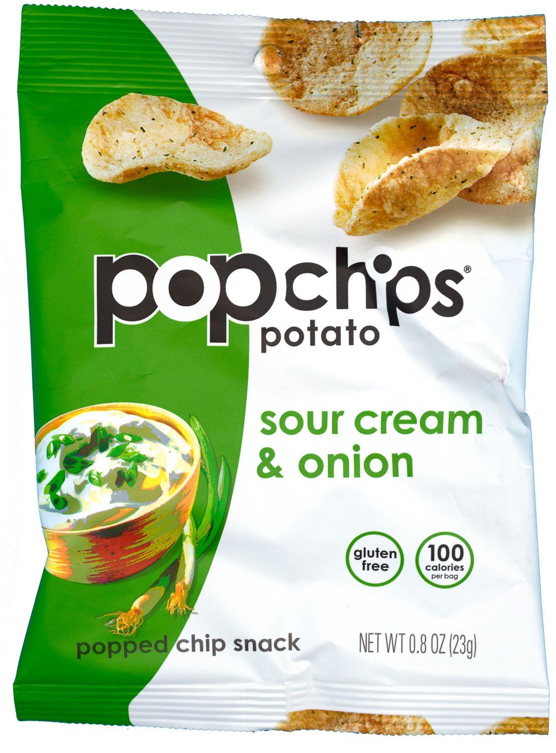 Popchips Potato Chips, Sour Cream and Onion, 0.8 Ounce